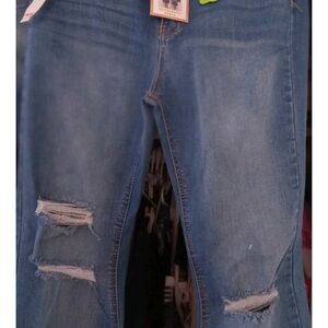 Women Wax Jean Light Blue Distressed Skinny Jeans